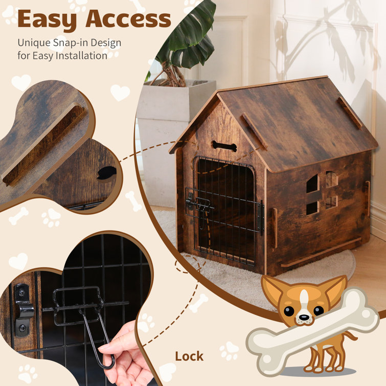 Dog house with outlet door lock